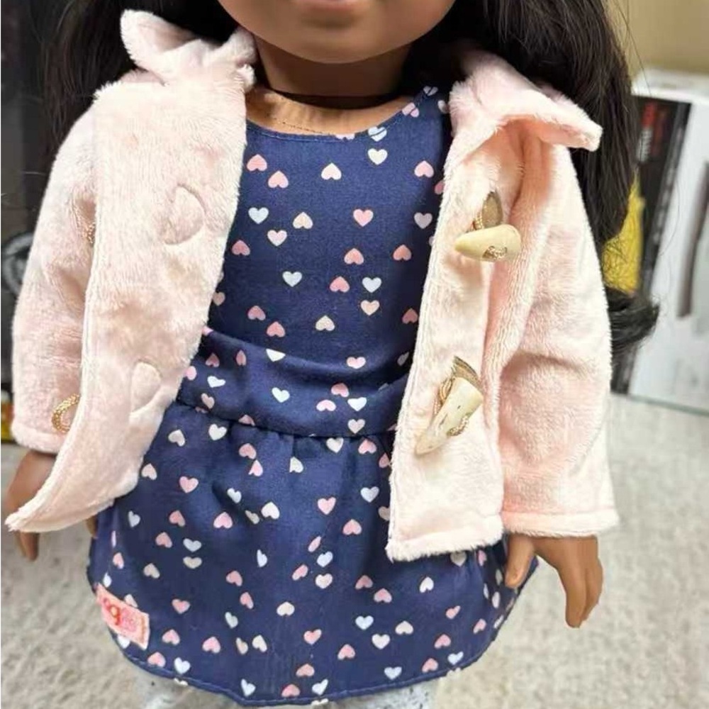 American Girl Pink Coat and Blue Heart Dress Set
